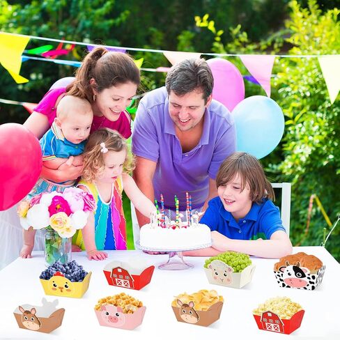 24 Pack Farm Animals Party Supplies Farm Disposable Paper Food Trays Animal Theme Birthday Parties Decorations Snack Bowl Serving Tray for Baby Shower Tableware Carnival Decor Favor in Saudi Arabia