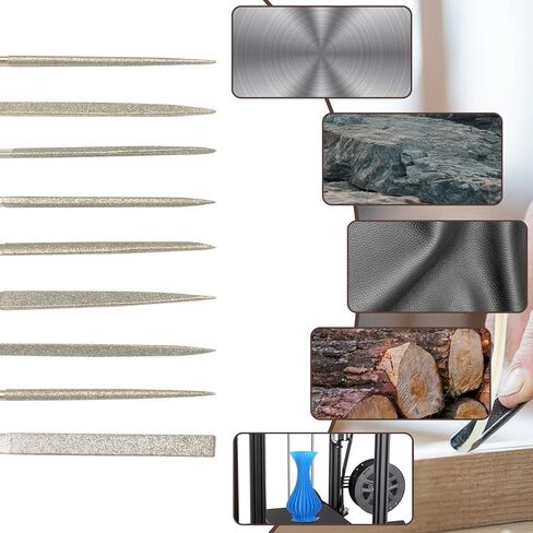 Hordion 10 PCS Mini Diamond File Set ، 2x100mm Files Files Small Jewelers File for Glass Wood Stone Jewelry Metal ، يشمل شكل ورقة مربعة ثلاثي الأزهار مستديرة in Saudi Arabia