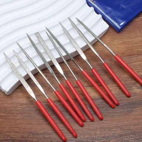 Hordion 10 PCS Mini Diamond File Set ، 2x100mm Files Files Small Jewelers File for Glass Wood Stone Jewelry Metal ، يشمل شكل ورقة مربعة ثلاثي الأزهار مستديرة in Saudi Arabia