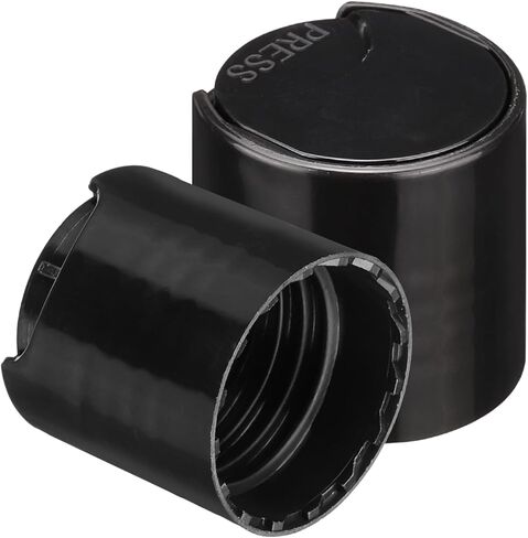 uxcell 24/410 PP Plastic Disc Top Caps Press Cap, 48Pcs Durable Replacement Caps for Empty Bottle Lotion Shampoo Container, Black in Saudi Arabia