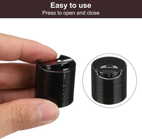 uxcell 24/410 PP Plastic Disc Top Caps Press Cap, 48Pcs Durable Replacement Caps for Empty Bottle Lotion Shampoo Container, Black in Saudi Arabia