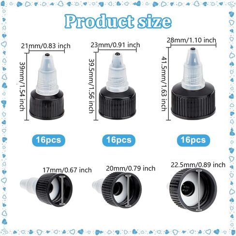Olycraft 48pcs 21/23/28mm muee bottle cap for 17/20/22.5mm bottion bottle bottle bott apps blastic black caps for spsive bottes disting caps 16.5mm inner inner inner in Saudi Arabia