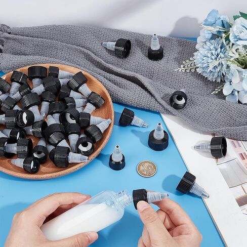 Olycraft 48pcs 21/23/28mm muee bottle cap for 17/20/22.5mm bottion bottle bottle bott apps blastic black caps for spsive bottes disting caps 16.5mm inner inner inner in Saudi Arabia