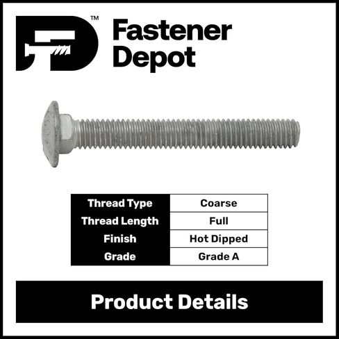 3/8 "-16 × 3-1/2" (50 حزمة) الساخنة مغموسة الترباس الترباس الصف 307A للاستخدام الخارجي بواسطة Fastener Depot ، LLC in Kuwait