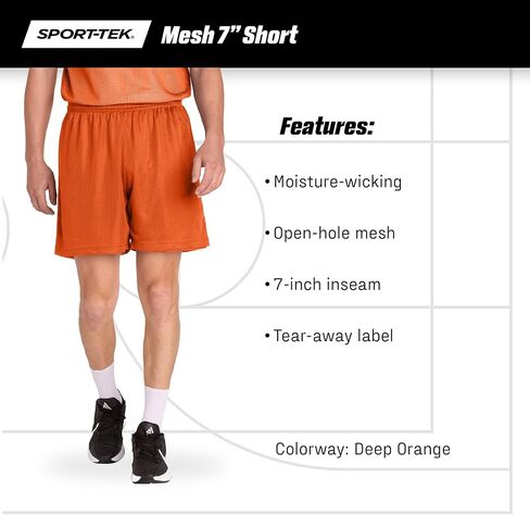 SPORT-TEK Unisex PosiCharge Mesh 7 Short | Moisture Wicking 7" Basketball Shorts for Men & Women, Athletic Fit in Saudi Arabia