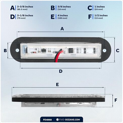 خمسة محيطات RGBW السائق الداخلي LED LED الأضواء الداخلية ، 4 بوصة ، 2 عبوة ، IP67 مقاومة للماء ، 12 فولت ، حبل التدفق للقوارب ، pontoons ، RVS ، FO4868 in Saudi Arabia