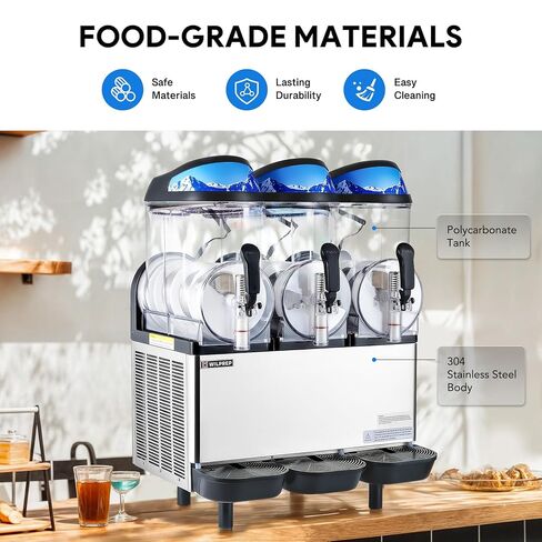 WILPREP Commercial Slushy Machine, 12.7 gal 3 Tank Slush Machine, 48L Slushie Machine with Slush and Juice Modes, 1150W Stainless Steel Frozen Drink Machine, Slushy Maker for Restaurant Bar Home More in Kuwait