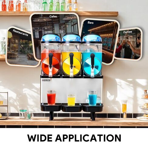 WILPREP Commercial Slushy Machine, 12.7 gal 3 Tank Slush Machine, 48L Slushie Machine with Slush and Juice Modes, 1150W Stainless Steel Frozen Drink Machine, Slushy Maker for Restaurant Bar Home More in Kuwait