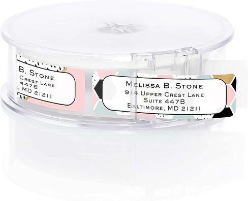 ملصقات العناوين الملونة الملونة/لفة من 250 ملصقات عناوين/مصممة للعنوان الإرجاع في موزع بلاستيكي أنيقة in Kuwait