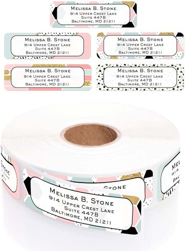 ملصقات العناوين الملونة الملونة/لفة من 250 ملصقات عناوين/مصممة للعنوان الإرجاع في موزع بلاستيكي أنيقة in Kuwait