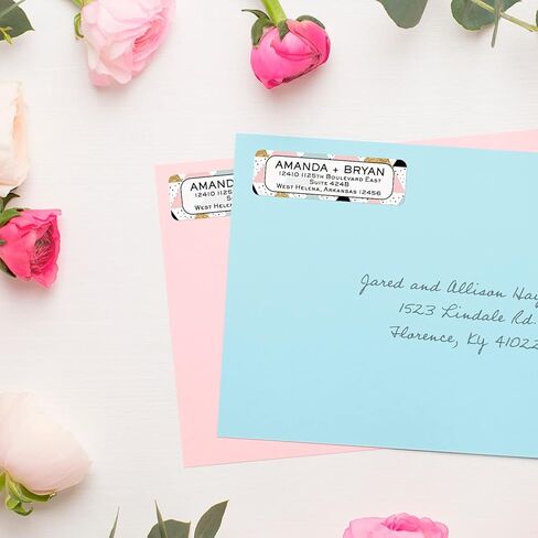 ملصقات العناوين الملونة الملونة/لفة من 250 ملصقات عناوين/مصممة للعنوان الإرجاع في موزع بلاستيكي أنيقة in Kuwait