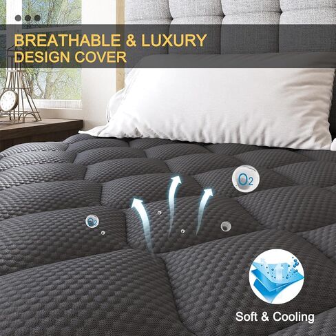مرتبة هجينة ، شركة Euro Top Mattress Medium Firm لعزل الحركة وتخفيف الضغط ، تجربة 100 ليلة ، سرير ربيع جيب فردي (12 بوصة رمادية ، ملكة) in Saudi Arabia