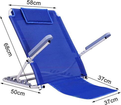 Adjustable Bed Backrest Support Folding Backrest Bed Mattress Use on Floor Beach Healthcare Backrest with Durable Spray Steel Pipe Foldable (#3 with Armrest) (#1 with Armrest) (#1 with Armrest) in Kuwait