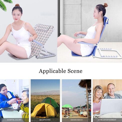 Adjustable Bed Backrest Support Folding Backrest Bed Mattress Use on Floor Beach Healthcare Backrest with Durable Spray Steel Pipe Foldable (#3 with Armrest) (#1 with Armrest) (#1 with Armrest) in Kuwait