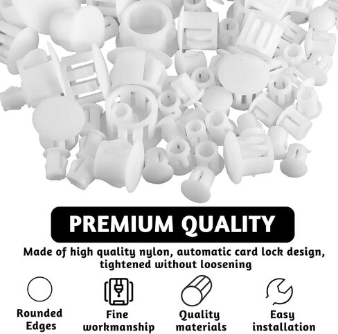 180Pcs 7 Sizes Nylon Plastic Hole Plugs White 1" 3/4" 1/2" 3/8" 5/16" 1/4" 1/5" Round Drill Hole with Snap Locking for Kitchen Cabinet Furniture Insert End Caps Industrial Hardware Biscuits & Plug in Saudi Arabia