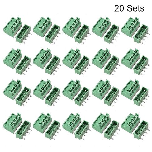 UXCELL 4-Pin 5.08mm ملعب الزاوية اليمنى PCB المسمار الموصل كتلة كتلة 20 مجموعة in Saudi Arabia