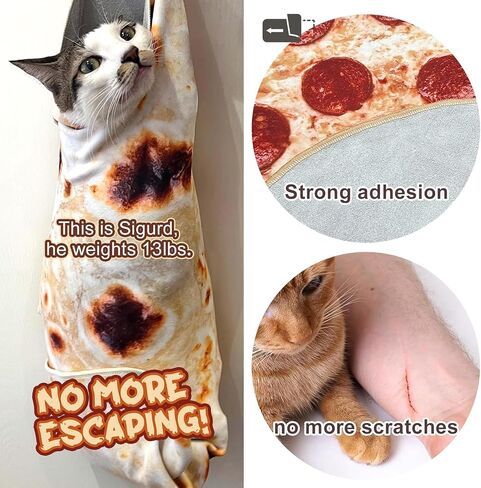 Cat Wrap for Cutting Nails, Tortilla Blanket Pet Supplies Cat Washing Bag, Burrito Blanket Cat Restraint for Nail Clipping, Multifunctional Pet Tool Gifts for Cat Lovers (L (within 14lbs), Tortilla) in Saudi Arabia