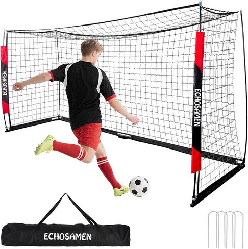 12X6FT/6X4FT Soccer Goal, Portable Soccer Goals for Backyard, Easy to Carry, Easy to Install, Comes with 1 Carry Bag, 4 Ground Nails, Youth and Adult Training Equipment. in Kuwait