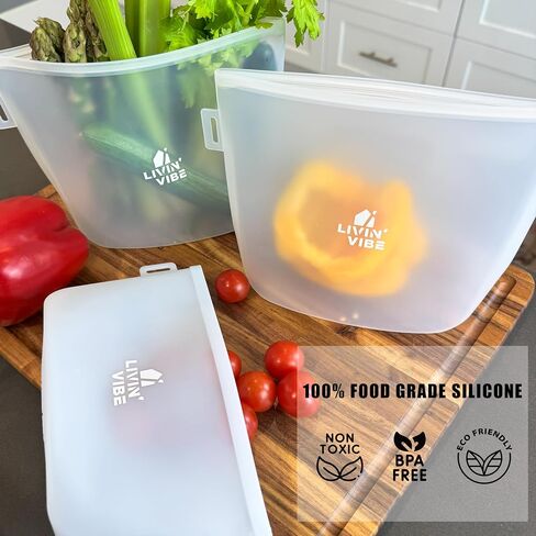 Reusable Silicone Food Storage Bags – Set of 4 Multicolor (500ml/17oz, 1000ml/34oz, 1500ml/51oz, 2000ml/68oz) – Leakproof, Freezer, Microwave, Oven & Dishwasher Safe, BPA-Free in Saudi Arabia