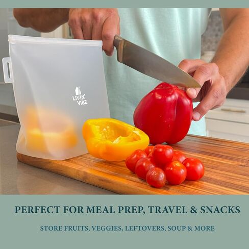 Reusable Silicone Food Storage Bags – Set of 4 Multicolor (500ml/17oz, 1000ml/34oz, 1500ml/51oz, 2000ml/68oz) – Leakproof, Freezer, Microwave, Oven & Dishwasher Safe, BPA-Free in Saudi Arabia