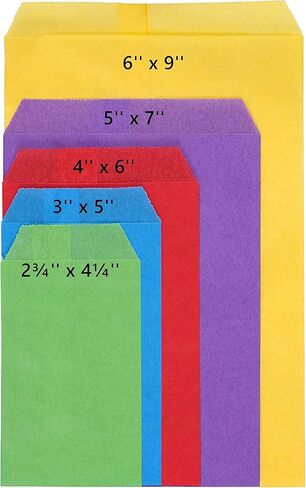 Quotidian Brown Flat Medium Greaseproof Kraft Paper Bags 4" x 6" (10 x 15.2cm) Pack of 100 - Bakery Cookies Candies Dessert Soap in Kuwait