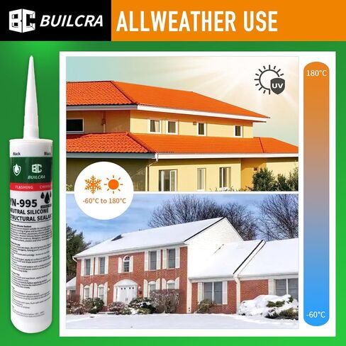 Silicone Sealant,Waterproof sealant,Black Caulking Sealant for Brick, Wall, Concrete, PVC, Wood, Glass (8 Pack (10.1oz/Canister)) in Saudi Arabia