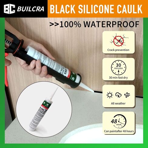 Silicone Sealant,Waterproof sealant,Black Caulking Sealant for Brick, Wall, Concrete, PVC, Wood, Glass (8 Pack (10.1oz/Canister)) in Saudi Arabia