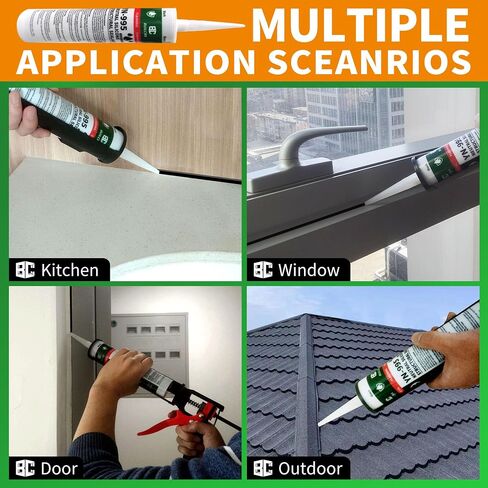 Silicone Sealant,Waterproof sealant,Black Caulking Sealant for Brick, Wall, Concrete, PVC, Wood, Glass (8 Pack (10.1oz/Canister)) in Saudi Arabia