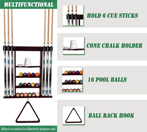 حمام سباحة جديلة الحائط جدار جدار ، Mahogany Wood Billiards cue رف لملحقات طاولة البلياردو in Kuwait