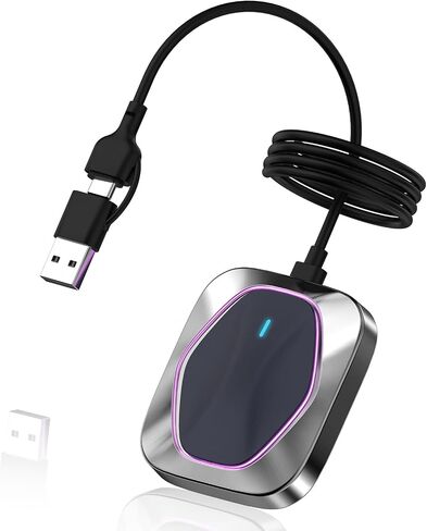 محول CarPlay اللاسلكي لـ iPhone ، قم بتحويل Wired إلى Apple Car Play المحول اللاسلكي ، والتوصيل والتشغيل ، مع 60 سم كابل USB و type-C ، اتصال مستقر بدون تأخير in Kuwait