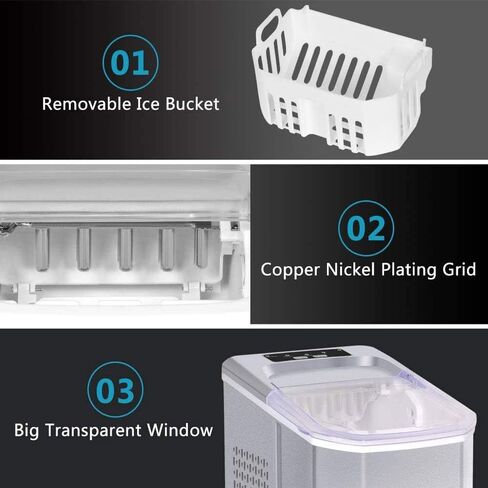 Machine Countertop,Portable Ice Cube Makers, Makes 33 Lbs Ice in 24 Hrs-Ice Cubes Ready in 8 Mins in Saudi Arabia