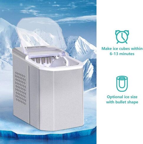 Machine Countertop,Portable Ice Cube Makers, Makes 33 Lbs Ice in 24 Hrs-Ice Cubes Ready in 8 Mins in Saudi Arabia