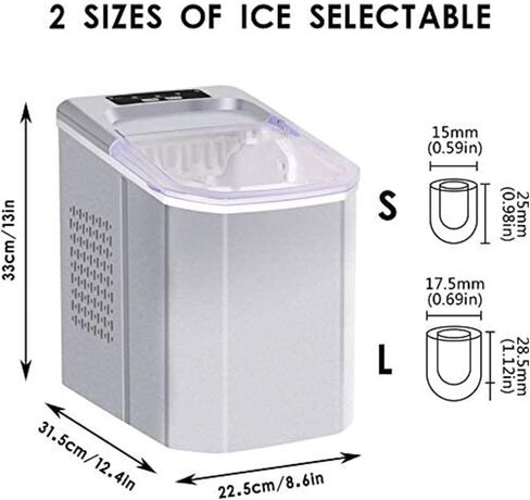 Machine Countertop,Portable Ice Cube Makers, Makes 33 Lbs Ice in 24 Hrs-Ice Cubes Ready in 8 Mins in Saudi Arabia