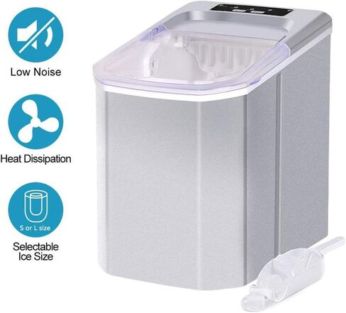Machine Countertop,Portable Ice Cube Makers, Makes 33 Lbs Ice in 24 Hrs-Ice Cubes Ready in 8 Mins in Saudi Arabia