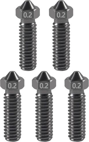 Aokin 5 Pcs 0.2mm 3D Printer Hardened Steel Nozzles for Volcano Nozzle with High Temperature Wear Resistant for Anycubic Vyper, Kobra Max, Kobra Plus, 1.75mm Filament 3D Printer in Saudi Arabia