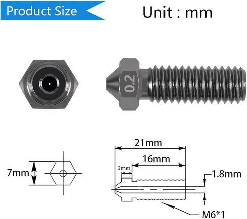 Aokin 5 Pcs 0.2mm 3D Printer Hardened Steel Nozzles for Volcano Nozzle with High Temperature Wear Resistant for Anycubic Vyper, Kobra Max, Kobra Plus, 1.75mm Filament 3D Printer in Saudi Arabia