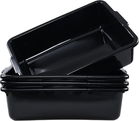 4 Pack 22 L Commercial Bus Tub Box, Black Plastic Rectangle Dish Tub Basin, R in Kuwait