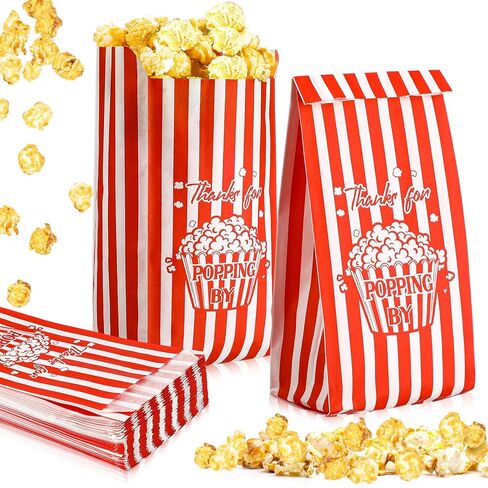 120 PCS Paper Popcorn Bags 1 Oz شكرًا على ظهورها بواسطة أكياس الذرة البوب ​​سائبة الحصص الفشار لمستلزمات Movie Night Theatre Party Party in Kuwait