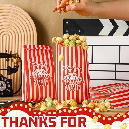 120 PCS Paper Popcorn Bags 1 Oz شكرًا على ظهورها بواسطة أكياس الذرة البوب ​​سائبة الحصص الفشار لمستلزمات Movie Night Theatre Party Party in Kuwait
