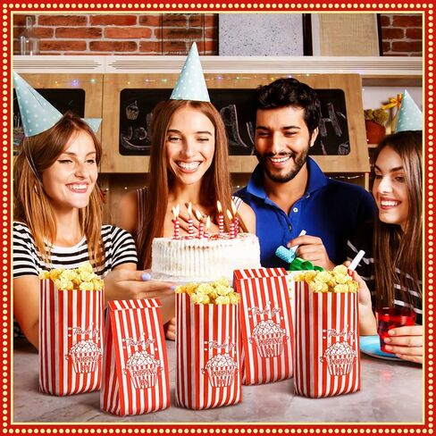 120 PCS Paper Popcorn Bags 1 Oz شكرًا على ظهورها بواسطة أكياس الذرة البوب ​​سائبة الحصص الفشار لمستلزمات Movie Night Theatre Party Party in Kuwait