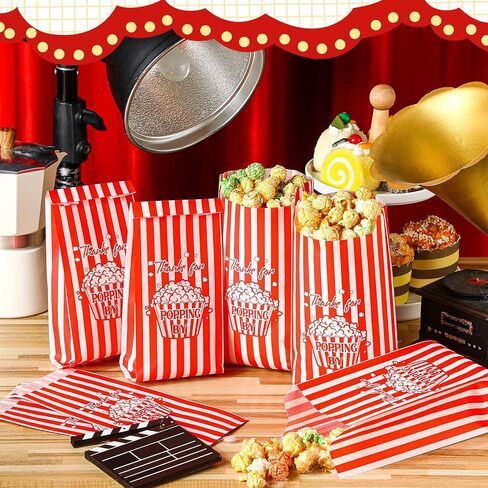 120 PCS Paper Popcorn Bags 1 Oz شكرًا على ظهورها بواسطة أكياس الذرة البوب ​​سائبة الحصص الفشار لمستلزمات Movie Night Theatre Party Party in Kuwait