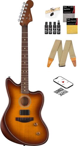 Fender Acoustasonic Standard Telecaster - حزمة انفجار العسل مع حزام ومجموعة تنظيف الجيتار وفيديو تعليمي أوستن بازار in Saudi Arabia
