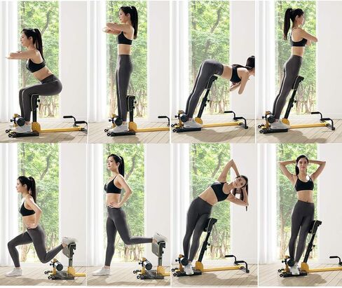 آلة القرفصاء العميقة GOPLUS ، 8-in-1 Sissy Sequat Fitness Equipment Core Core Training Sit Up & Push Up Leg Exerciser ، مع تدابير مضادة للانزلاق ، وغطاء PVC ناعم ، وعجلات مفيدة (صفراء & أسود) in Saudi Arabia