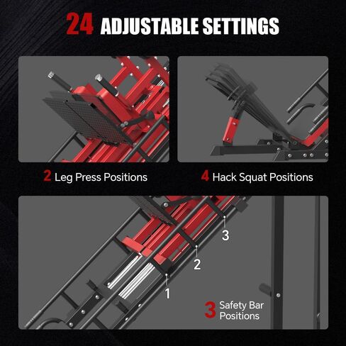 Spart 5-in-1 Leg Press Machine Hack Squat Machine ، جهاز الضغط على الساق ISO مع محمل خطي ، قرفصاء اختراق قابل للتعديل مع رفع العجل ، آلة تمرين الساق التجارية مع تخزين الوزن وتوتر النطاق in Kuwait