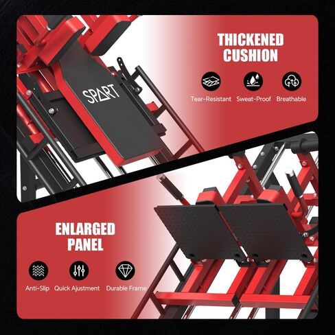 Spart 5-in-1 Leg Press Machine Hack Squat Machine ، جهاز الضغط على الساق ISO مع محمل خطي ، قرفصاء اختراق قابل للتعديل مع رفع العجل ، آلة تمرين الساق التجارية مع تخزين الوزن وتوتر النطاق in Kuwait