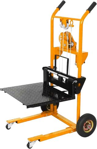 Hydraulic Material Stacker, Pallet Jack Truck Dolly, 440 lbs Capacity, 35.4" Lifting Height, 18.1" Fork Length Pallet Stacker with a Lift Plate(Orange) in Saudi Arabia
