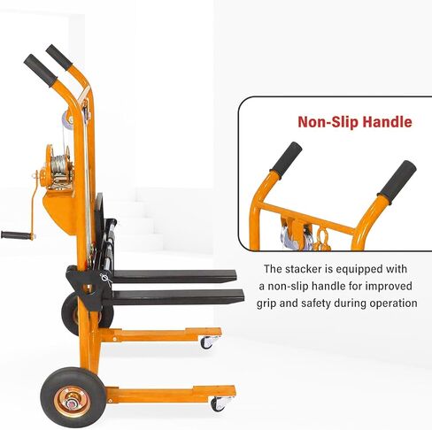 Hydraulic Material Stacker, Pallet Jack Truck Dolly, 440 lbs Capacity, 35.4" Lifting Height, 18.1" Fork Length Pallet Stacker with a Lift Plate(Orange) in Saudi Arabia