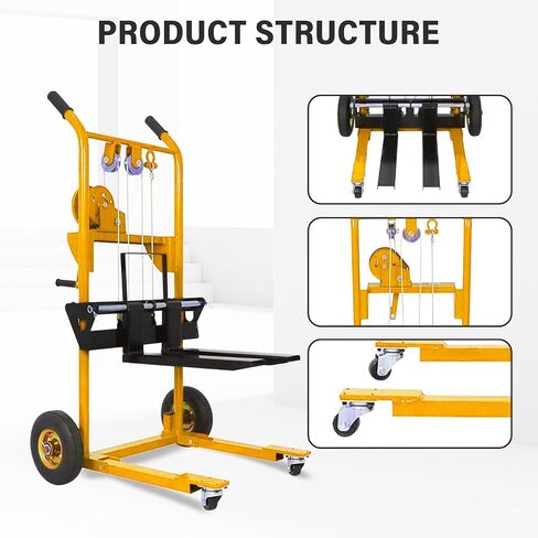 Hydraulic Material Stacker, Pallet Jack Truck Dolly, 440 lbs Capacity, 35.4" Lifting Height, 18.1" Fork Length Pallet Stacker with a Lift Plate(Orange) in Saudi Arabia