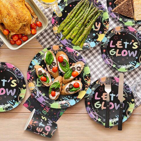 96 Pcs Party Paper Plates and Napkins Sets, Pink Birthday Paper Plates and Napkins, Disposable Tableware Set, Party Supplies for Kids Happy Birthday, Serve for 24, Striped Edge Design in Kuwait