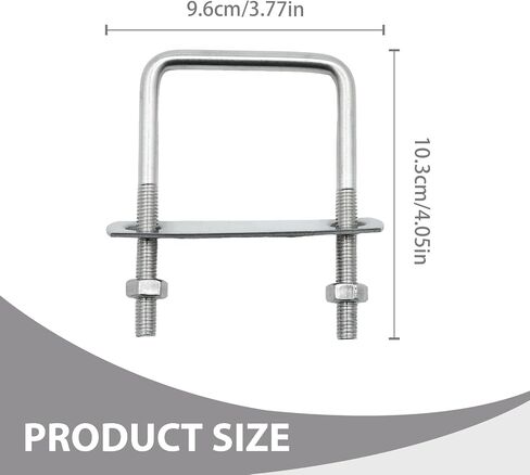 4 Pcs 2-3/8"(60mm) Inner Width 100mm Length M8 Square U-Bolts for Boats Pipelines Trailers and Industrial Steel Structure Conduits in Saudi Arabia